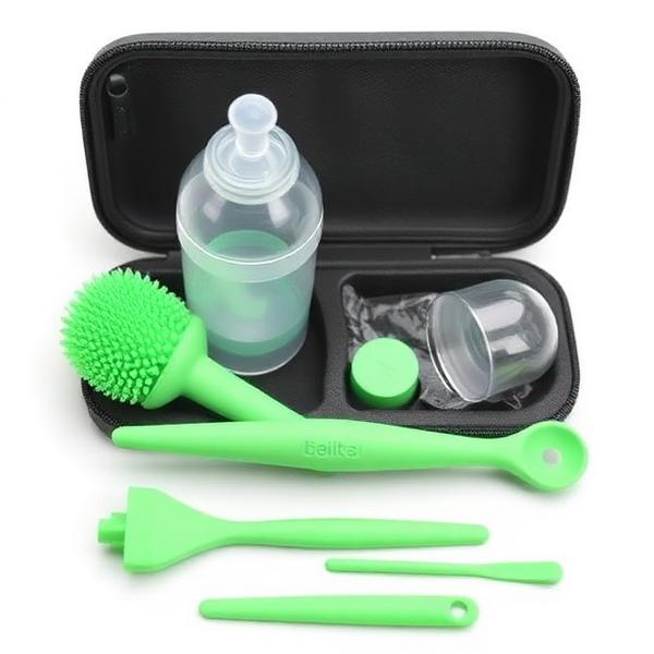 Travel Baby Bottle Brush Set — Newborn Safe Silicone Cleaning Kit